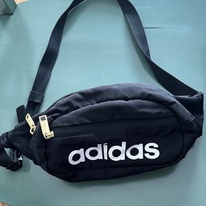 adidas Black Waist Pack with White Logo